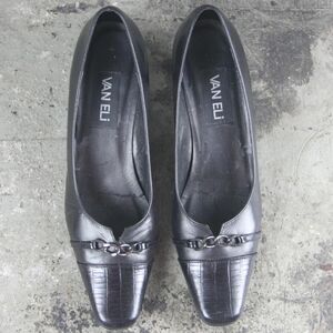 Black Vaneli Pumps, Womens Size 7.5 N with croc-embossed texture